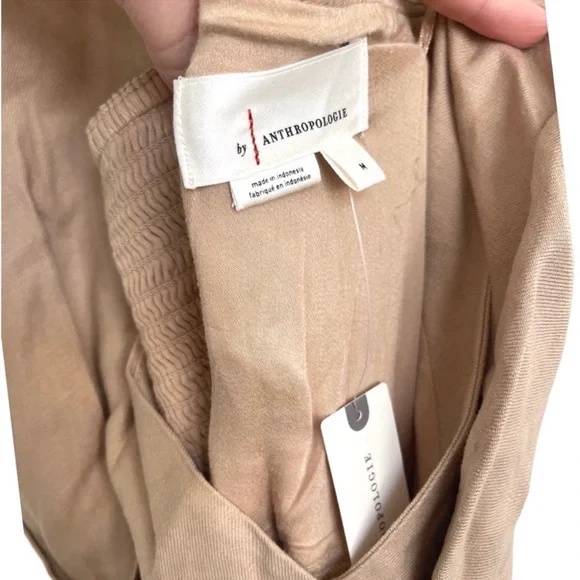 Anthropologie By Anthropologie Halter Utility Midi Dress Cream Tan Size M NEW - Picture 9 of 10